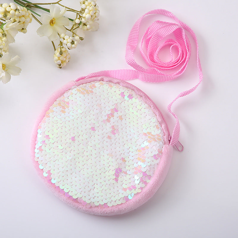Wholesale Cute Plush Sequin Fabric Single Kids Bag